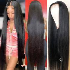 Wigs 4x4 Lakin HD 4x4 Lace Closure Straight Human Hair Wigs 26 inch Natural Black