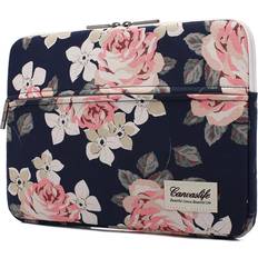 Tablet Covers CanvasLife White Rose Patten Laptop Sleeve 14 inch 14.0 inch Laptop case