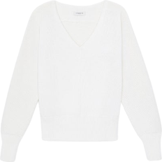 Lafayette 148 New York Cotton Silk Tape Wide V-Neck Dolman Sweater