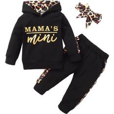 9-12M - Girls Tracksuits Children's Clothing Newborn Baby Girl Clothing Set - Black