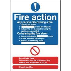Workplace Signs on sale Safety Sign Fire Action Standard A5 Self-Adhesive