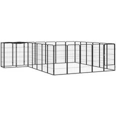 vidaXL 26-Panel Dog Playpen Black Powder-coated Steel Black