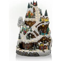 Indoor Lighting Christmas Villages Alpine Corporation Animated Winter Wonderland Christmas Village 13"