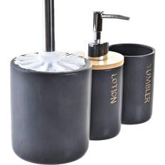 Dkd Home Decor Set Da Bagno Decorazioni Per La Casa Black Bamboo Dolomite 10,2 x 10,2 x 37,5 cm 3 pezzi