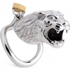 Argent Dispositifs de chasteté Master Series Tiger King Cage de chasteté avec serrure Argent