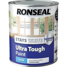 Ronseal Paint Ronseal Stay Ultra Tough Satin Wood Paint White 0.75L