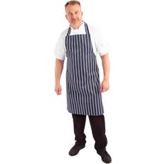 Whites Chefs Clothing Butchers Navy Stripe Extra Large [A662] Apron White, Blue