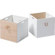 Brugskunst Oliver Furniture Wood Boxes 2pcs White/oak Børneværelses Opbevaringsboks