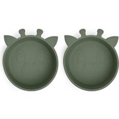  Alex silicone dyb tallerken 2-pakke Giraf Dusty green