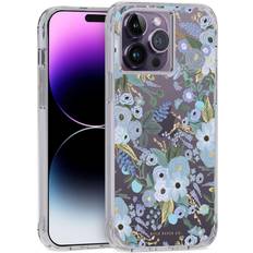 Mobile Phone Cases Case-Mate Rifle Paper Co. iPhone 14 Pro Max Case [Works with Wireless Charger] [10FT Drop Protection] Cute iPhone Case 6.7" with Floral Pattern, Anti-Scratch Tech, Shockproof Material, Slim Garden Party Blue