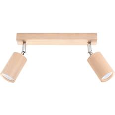 Lampade a Sospensione Sollux Berg 2 Deckenstrahler Natur Holz 2x GU10 Dimmbar 30x5x20 cm Lampada a Sospensione