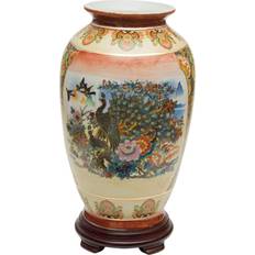 Oriental Furniture 14 Medallion Peacock Vase
