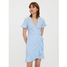 Robes Vero Moda Robe À Manches Courtes Henna 2/4 Wrap - Frill Blue Bell