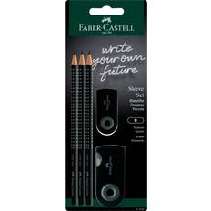 Faber-Castell Blyertspennor Faber-Castell Ärmset svart – 3 x grepp 2001 B pennor, 1 x ärm mini radergummi, 1 x ärm dubbel slipbox