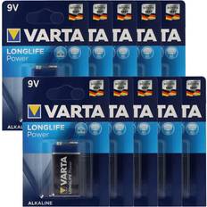 9 volt batterier Varta Alkaline 9v, batteri