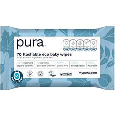 Flushable 100% Plastic Free Biodegradable Baby Wipes 70 Pack
