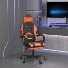 Gaming-Stühle vidaXL Snurrbar gamingstol med fotstöd svart och orange konstläder