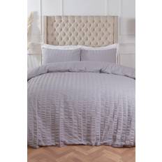 Highams Highams Seersucker Sängtäcke Duvet Cover Grey, White, Silver