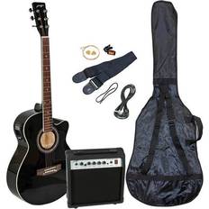 Érable Guitares acoustiques johnny brook Kit guitare semi-acoustique avec amplificateur 20 W Noir