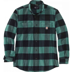 Elastan / Lycra / Spandex Skjorter Carhartt Rugged Flex Relaxed Fit Midweight Flannel long Sleeves Plaid Shirt - Slate Green