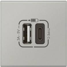 Legrand Mosaic USB-link lader type A C 3.0A 15W 2M alu