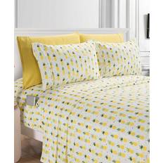 Caribbean joe Elegant Comfort Ultra-Soft Double Bed Sheet White, Yellow