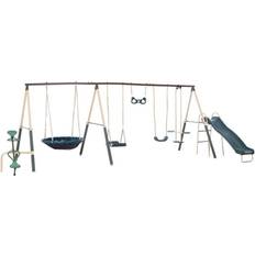 XDP Recreation Deerfield 10-Child Capacity Kids Swing Set with Outdoor Playground