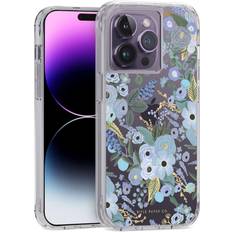 Mobile Phone Covers Case-Mate Rifle Paper Co. iPhone 14 Pro Case [Works with Wireless Charger] [10FT Drop Protection] Cute iPhone Case 6.1" with Floral Pattern, Anti-Scratch Tech, Shockproof Material, Slim Garden Party Blue