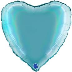 Hav Balloner Grabo Folieballon Holografisk Blågrønt Hjerte