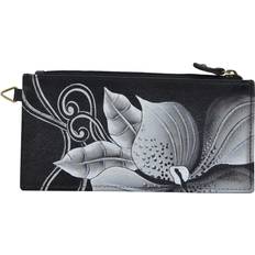 Anuschka Hand Painted Genuine Leather Organizer Wallet - Midnight Floral Black