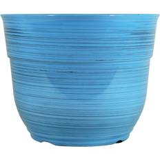 Garden Elements Glazed Brushed Happy Large Planter Bright Blue