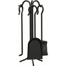 4 Piece Fireplace Tool Set New Black