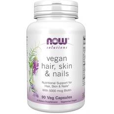 Now Foods Solutions, Vegan Hair, Skin & Nails, Nutritional Support with 5,000 mcg