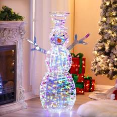 Christmas Lights LuxenHome Lighted Magical Snowman Yard Decoratation Christmas Lamp