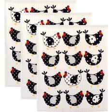 Svarta Diskdukar Design Imports Set of 4 Chickens Swedish oths Diskduk Vit, Svart