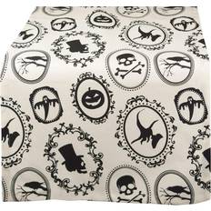 DII Imports Halloween Portrait Runner Tablecloth White, Black