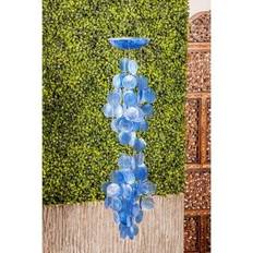 Blue Garden Ornaments Litton Lane 27 Blue Capiz Coastal Windchime