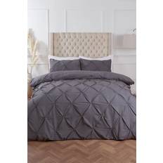 Highams King Highams Diamond Pintuck Duvet Cover White, Black