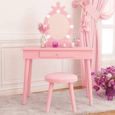 Vabches Princess Vanity Set with Mirror and Stool