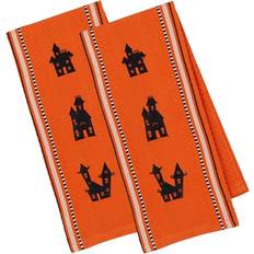 Dishcloths DII Imports Haunted Houses Embroidered Dishtowel Dishcloth Orange, Black