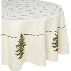 Spode Christmas Tree Tablecloth Beige, Multicolor, White