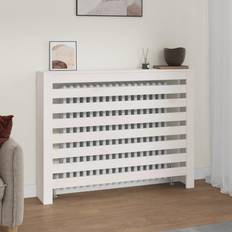 vidaXL Cache-radiateur Blanc 108,5x19x84 cm Bois Massif De Pin