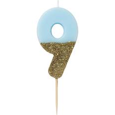 Talking Tables Bougie Anniversaire Bougies Gâteau Anniversaire Bougies Anniversaire Originales Bougie Bleue Bougie Chiffre 3 Topper Gâteau Anniversaire Paillettes Or et Bleu