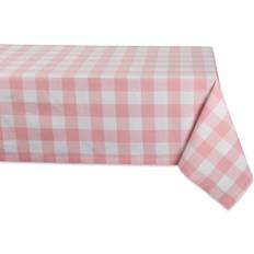 Design Imports Buffalo Check Tablecloth White, Pink