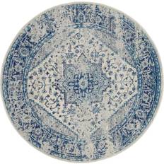 Blue - Round Carpets & Rugs Nourison TRA06 Tranquil Persian Blue, Multicolor, White