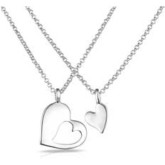 Philip Jones Mother Daughter Piece of My Heart Necklace Set - Silver