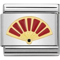Men - Red Charms & Pendants Nomination Classic Gold Symbols Red Enamel Fan Charm - Silver/Gold/Red