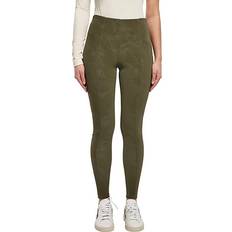 Skinnbyxor Urban Classics Women's Washed Faux Leather Trousers - Olive