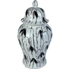 Colgante Candelabros Dkd Home Decor Tibor Porcelana Negro Blanco Oriental Hoja de Planta (22 x 22 x 42 cm) Candelabro