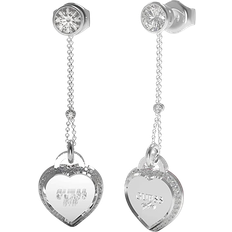 Guess Fine Heart Earrings - Silver/Transparent